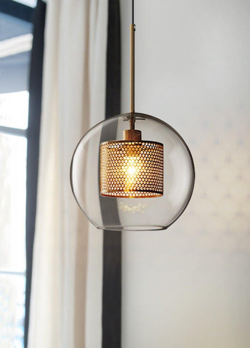 Chiswick Glass Shade Brass Fitting Pendant Light - DWHOME