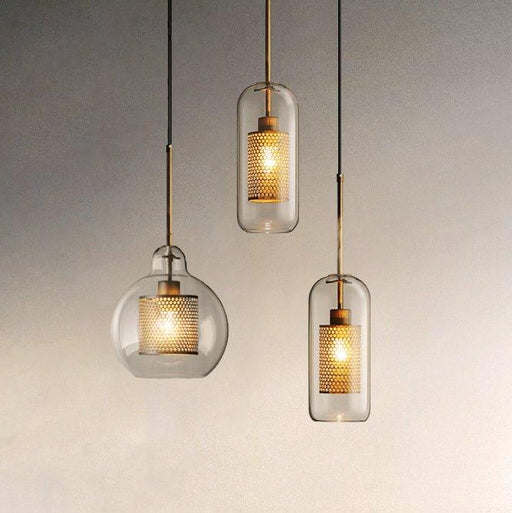 Chiswick Glass Shade Brass Fitting Pendant Light.