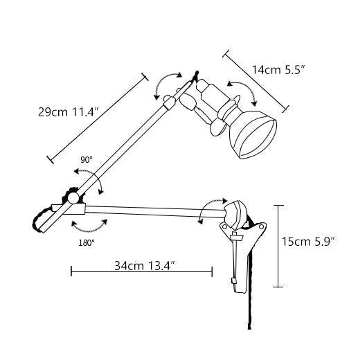 Chrome Mill House Long Arm Industrial Wall Light.