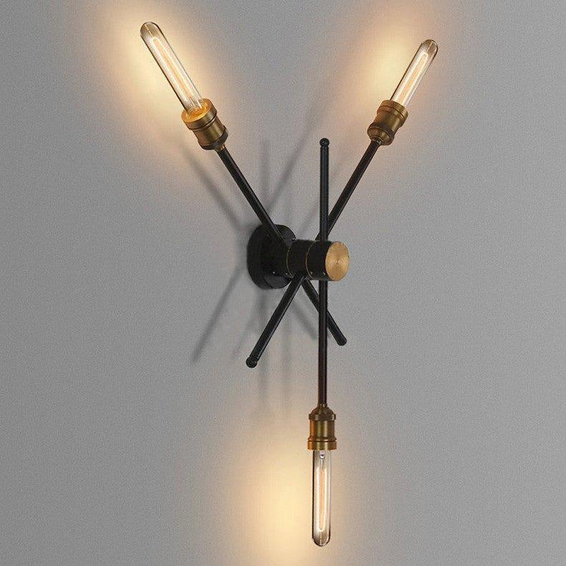 Circa Black Industrial Wall Light With Brass Fitting-DWHOME