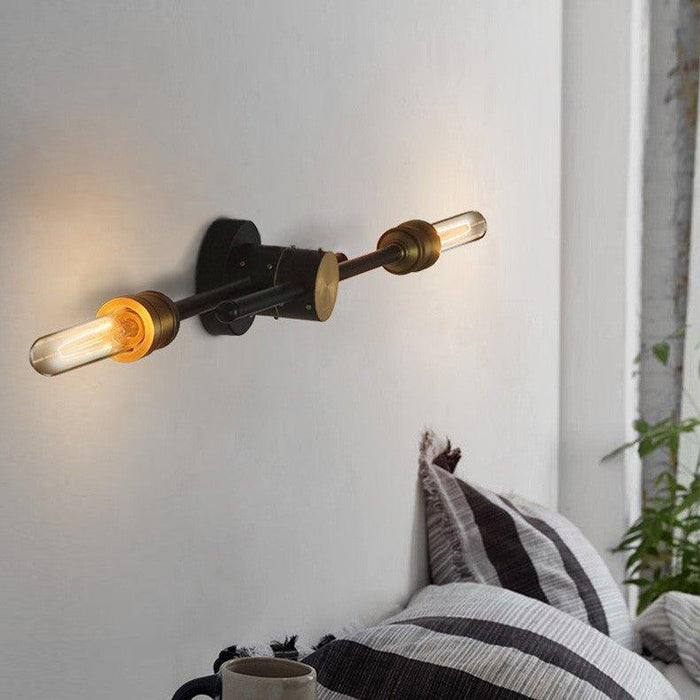 Circa Duo Industrial Wall Light With Brass Fitting - 2 heads.