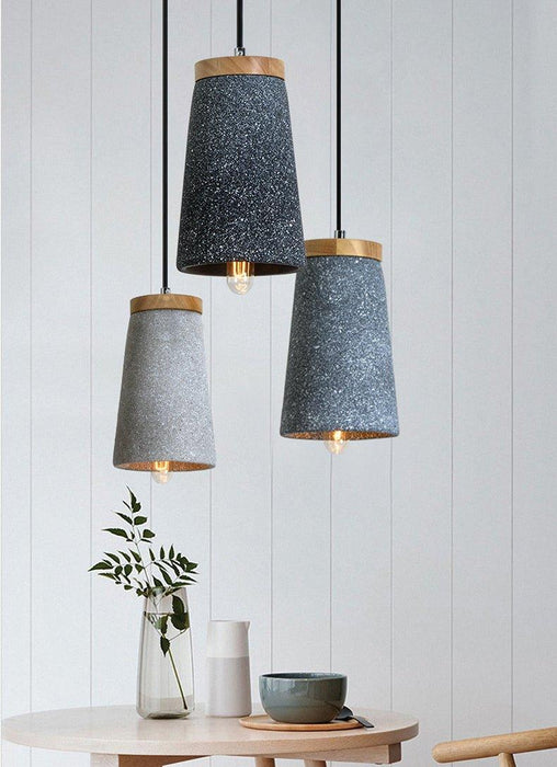 Coburg Wooden Top Concrete Shade Pendant Light.