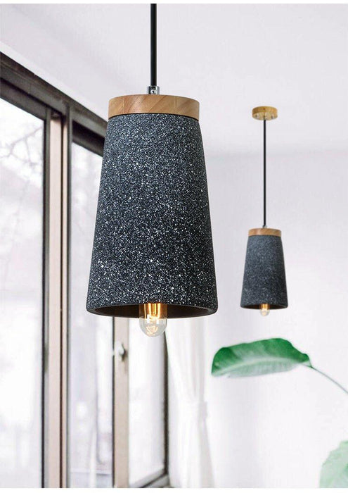 Coburg Wooden Top Concrete Shade Pendant Light.