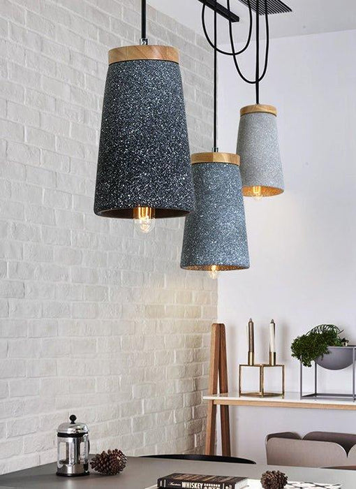 Coburg Wooden Top Concrete Shade Pendant Light.