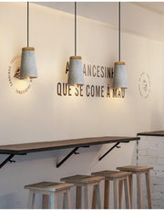 Coburg Wooden Top Concrete Shade Pendant Light-DWHOME
