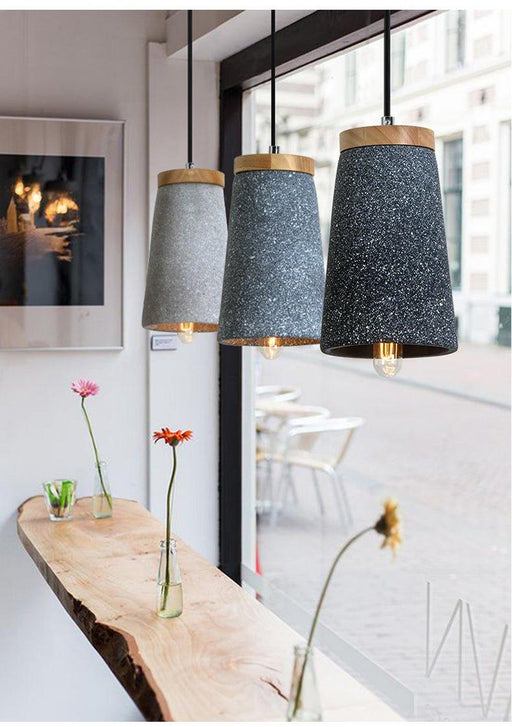 Coburg Wooden Top Concrete Shade Pendant Light.