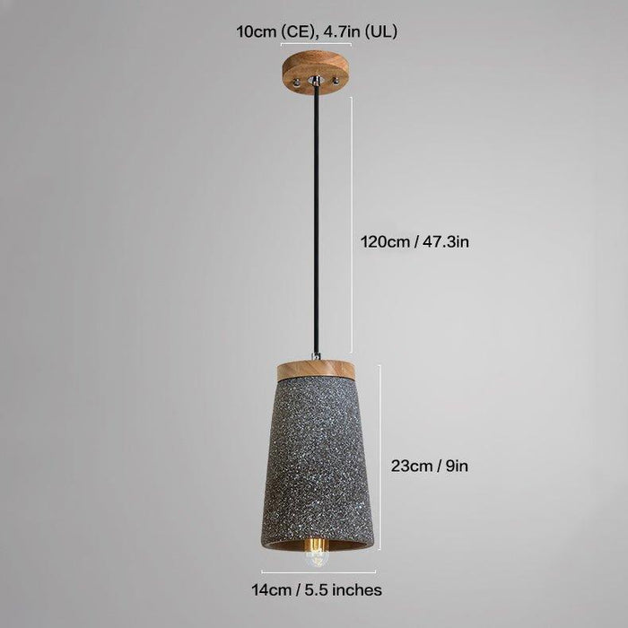 Coburg Wooden Top Concrete Shade Pendant Light.