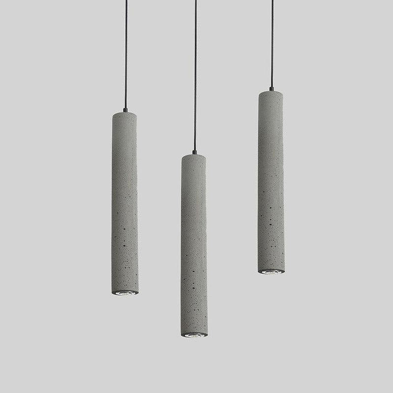 Long Concrete Pipe Minimalist Line Pendant Light-DWHOME