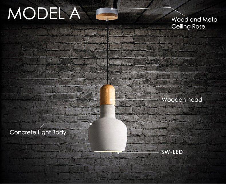 Concrete Wooden Stockholm Minimalist Pendant Light - DWHOME