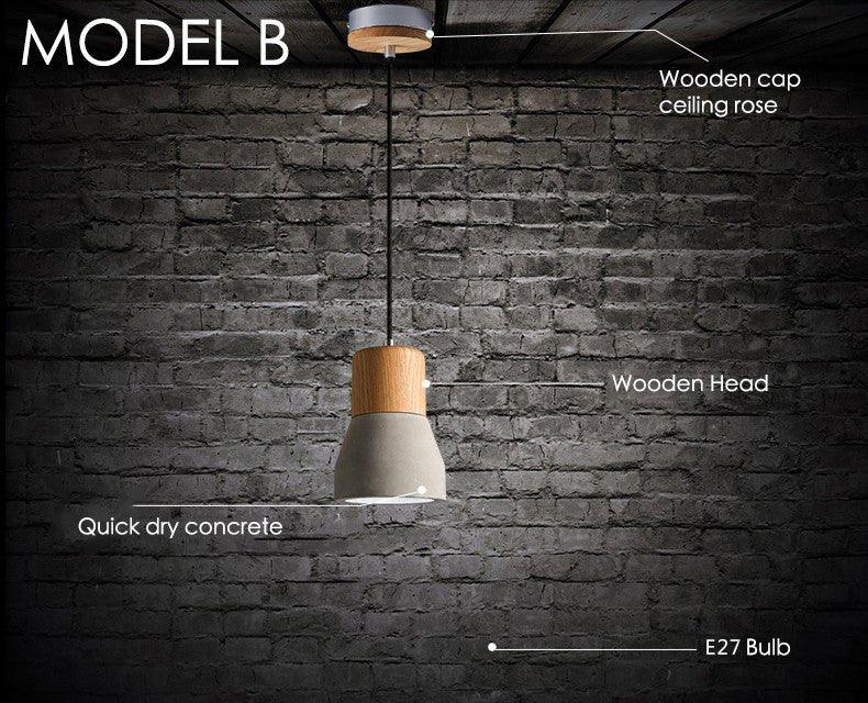 Concrete Wooden Stockholm Minimalist Pendant Light - DWHOME