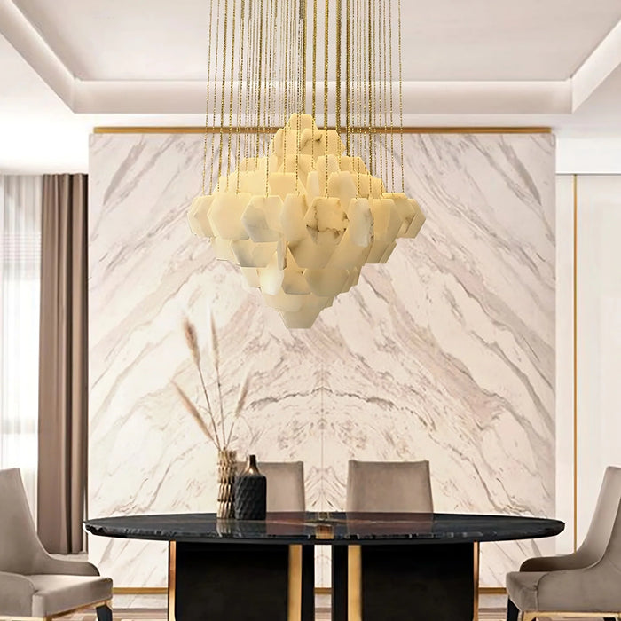 Moonshade Natural Marble Modern Chandelier.