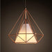 Copper Diamond Wire Cage Pendant Light.