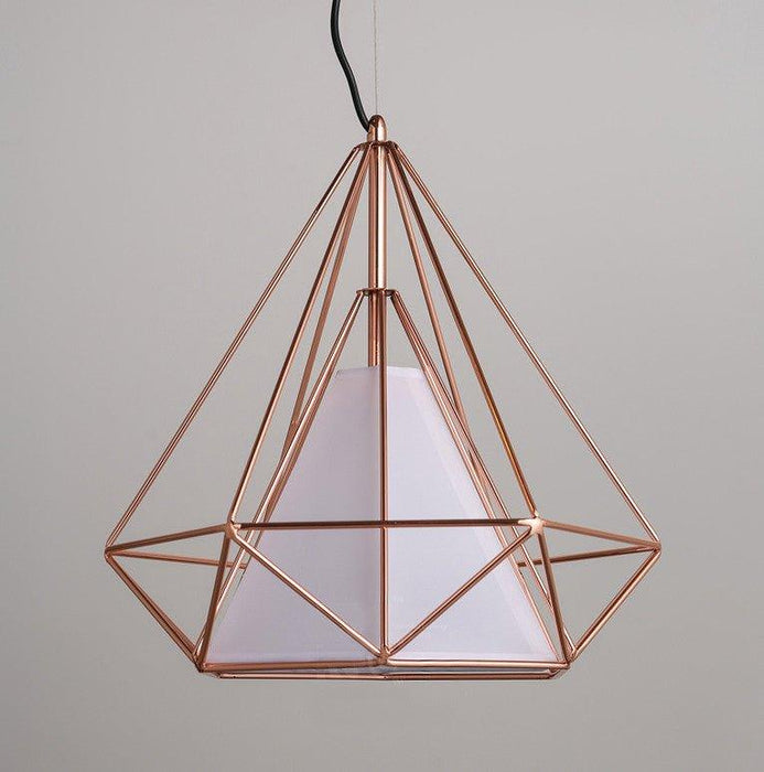 Copper Diamond Wire Cage Pendant Light.