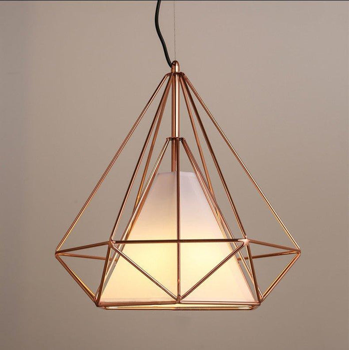 Copper Diamond Wire Cage Pendant Light.