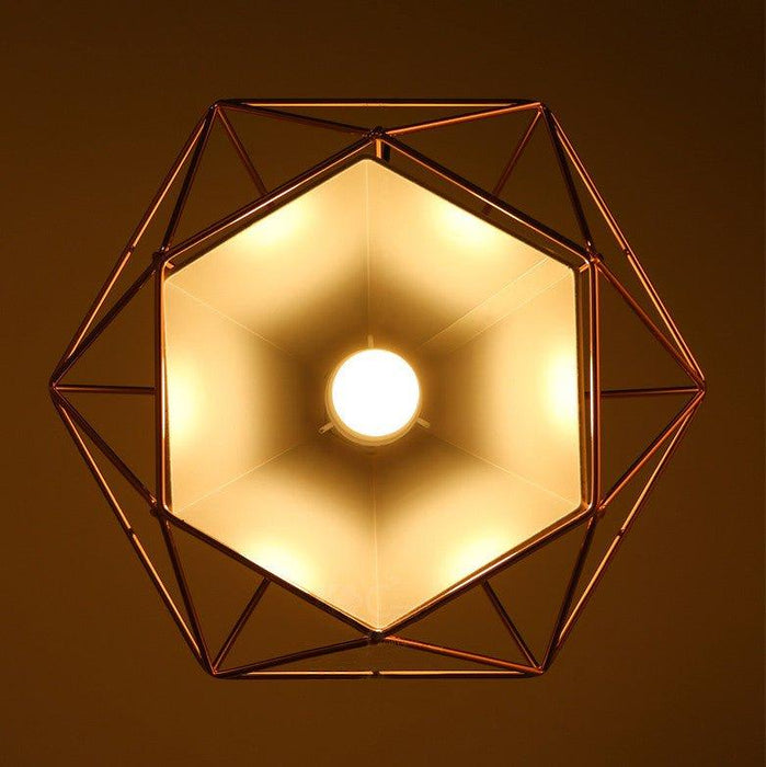 Copper Diamond Wire Cage Pendant Light.