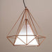 Copper Diamond Wire Cage Pendant Light.