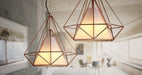 Copper Diamond Wire Cage Pendant Light.