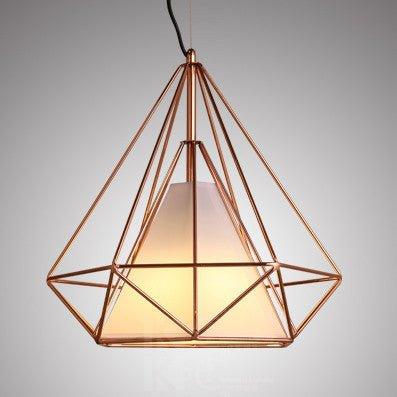 Copper Diamond Wire Cage Pendant Light.