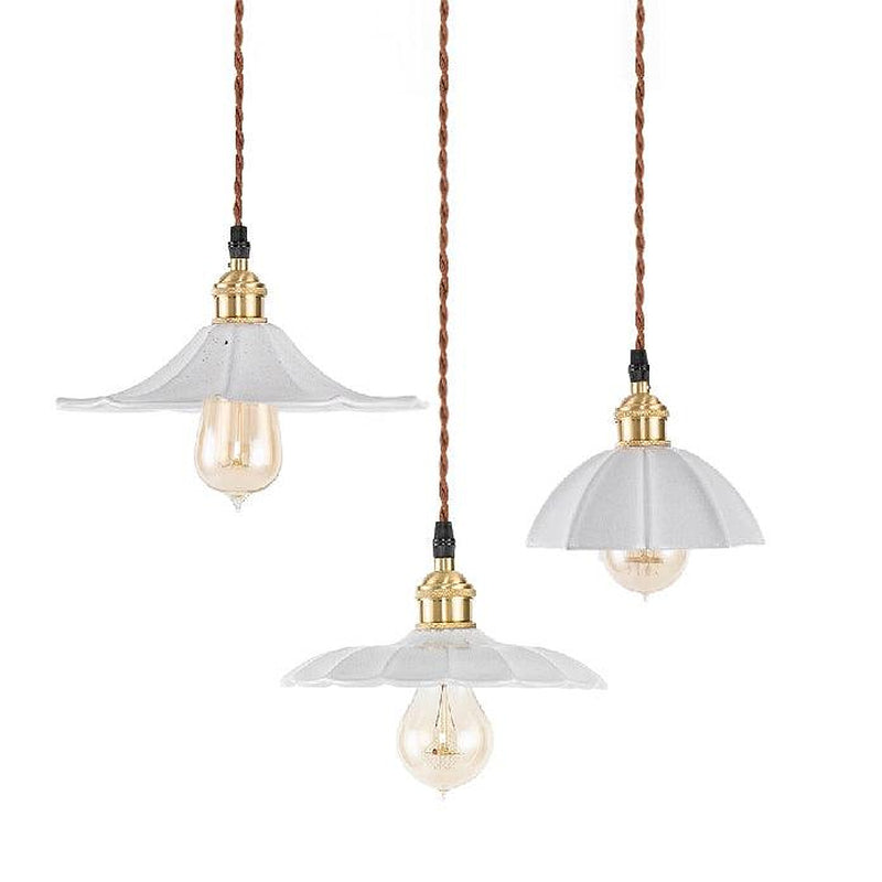 Odette Porcelain Shade Brass Fitting Pendant Light-DWHOME