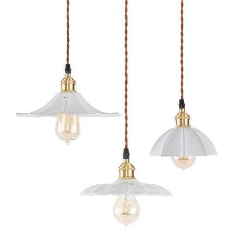 Odette Porcelain Shade Brass Fitting Pendant Light - DWHOME