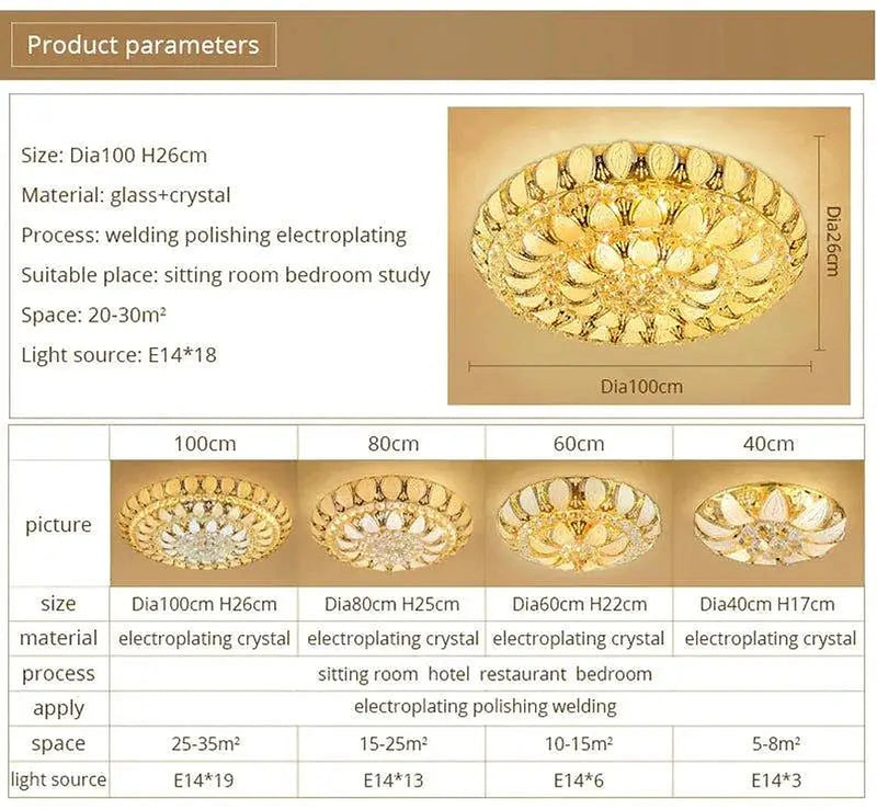 Crystal Golden Lily Luxury Chandelier-DWHOME
