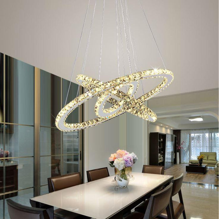 Crystal LED Stainless Steel Chandelier.