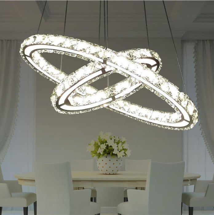 Crystal LED Stainless Steel Chandelier.