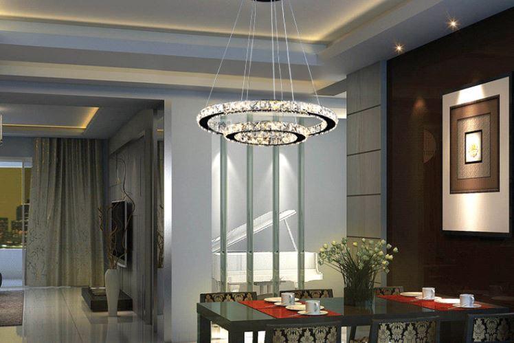 Crystal LED Stainless Steel Chandelier.