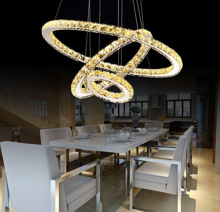 Crystal LED Stainless Steel Chandelier.