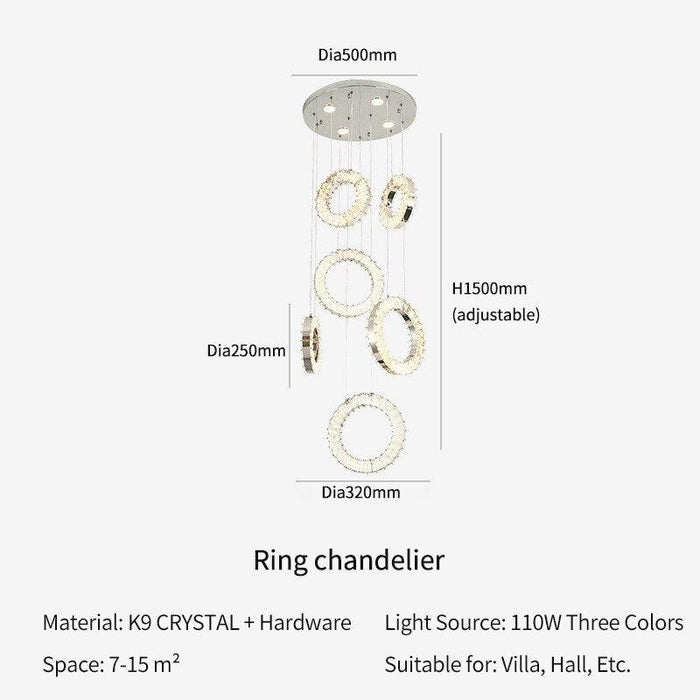 Crystal Luxury Crystalline Rings Chandelier.