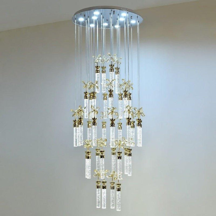 Crystal Luxury Golden Helix Chandelier.