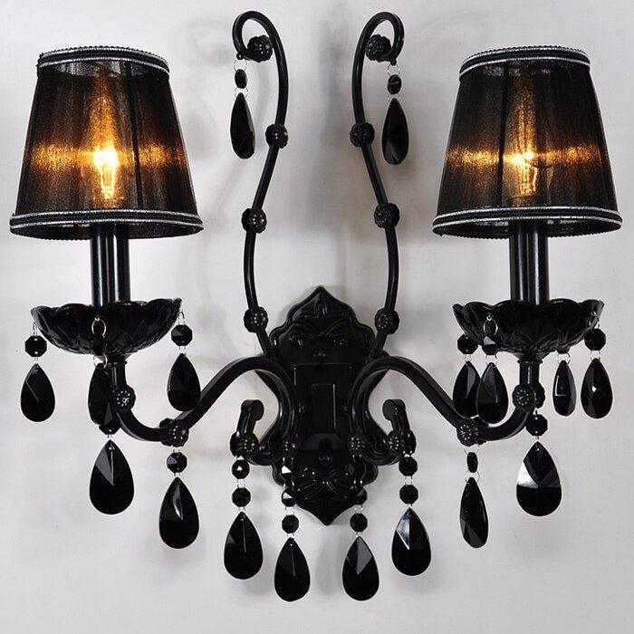 Crystal Style Black Candle Wall Light - DWHOME