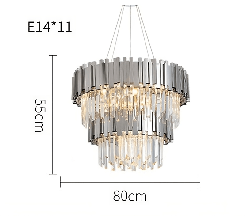 Gio lustre à 2 niveaux en chrome poli avec cristaux - DWHOME
