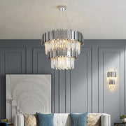 Gio lustre à 2 niveaux en chrome poli avec cristaux - DWHOME
