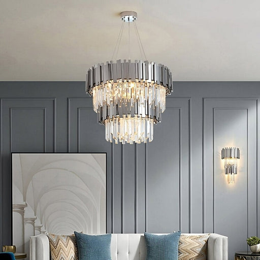 Gio 2-Tier Polished Chrome Crystal Chandelier.