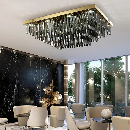 Gio Smoke Grey Crystal Ceiling Chandelier.