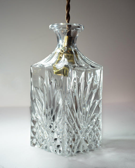 Cut Glass Bottle Shade Brass Fitting Art Deco Pendant Light-DWHOME