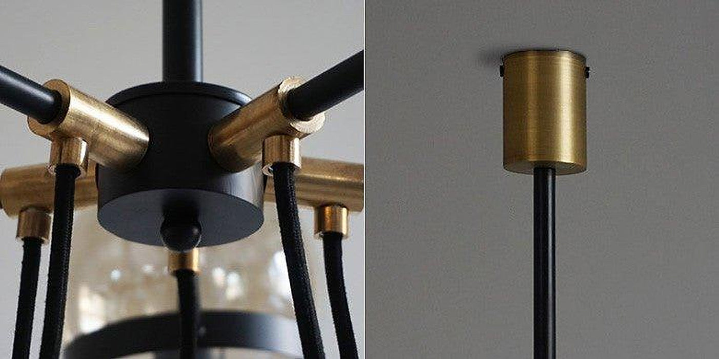 Lampe suspendue luminaire en verre et laiton Dexter Orb 5 ampoules Art déco milieu du siècle - DWHOME