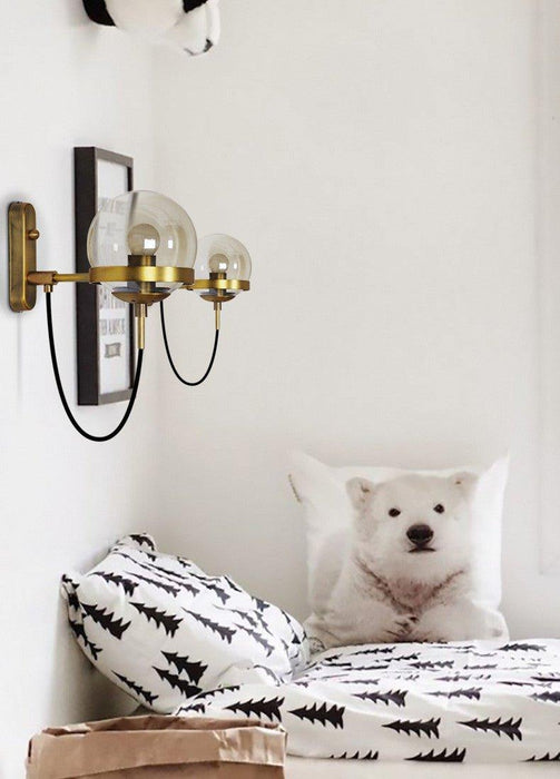 Dexter Glass Orb Brass Wall Light-DWHOME