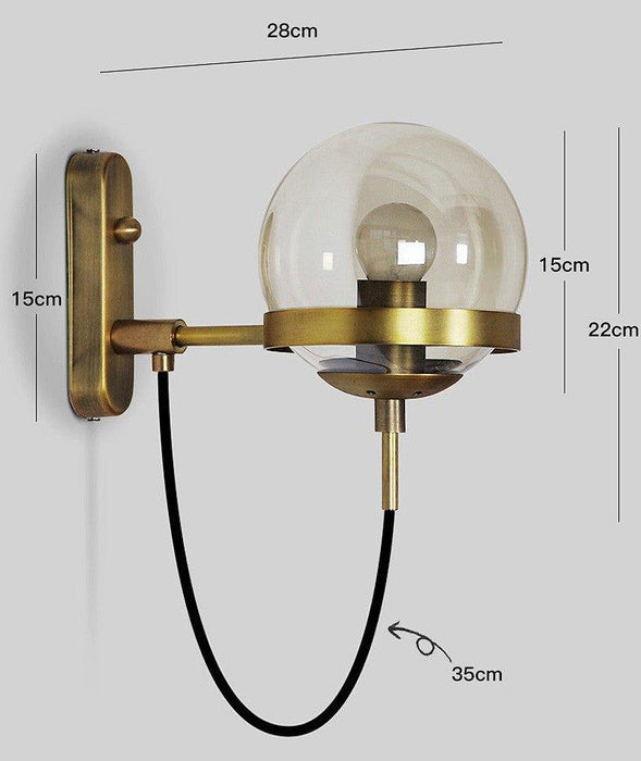 Dexter Glass Orb Brass Wall Light-DWHOME