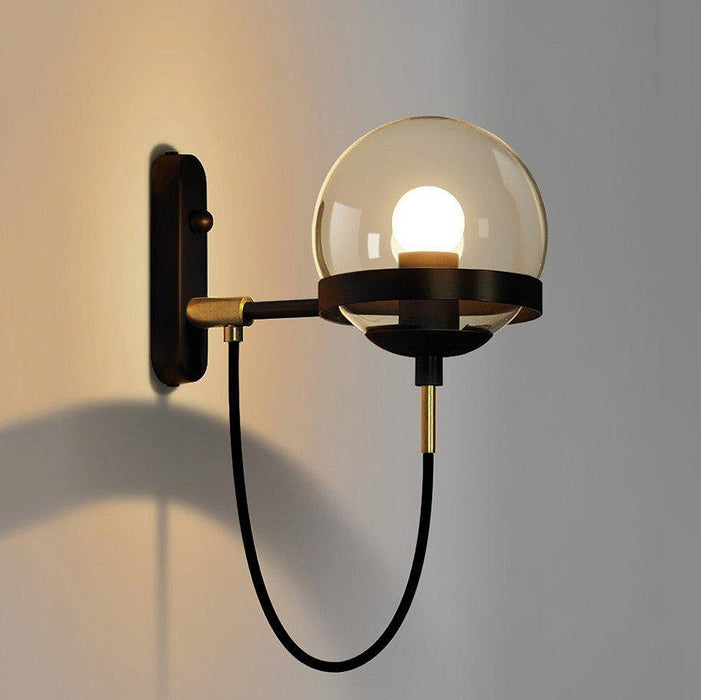Dexter Glass Orb Brass Wall Light-DWHOME