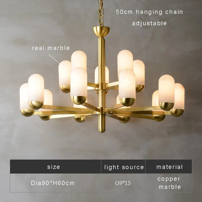 Moonshade Natural Marble Multi Light Chandelier.