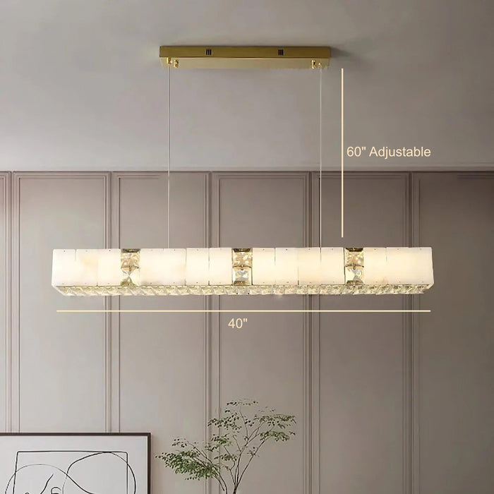 Natural Marble & Crystal Modern Ceiling Light Fixture-DWHOME