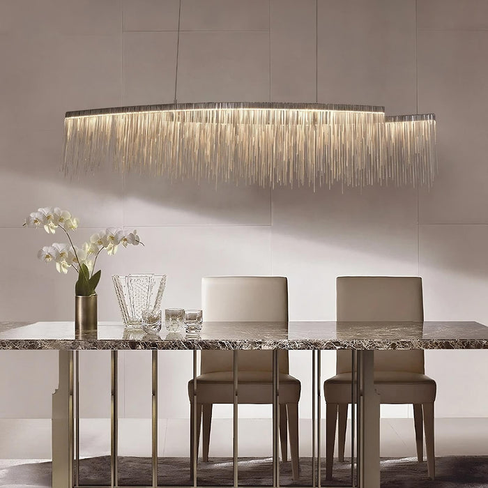 Cadena Stainless Steel Dining Room Chandelier.