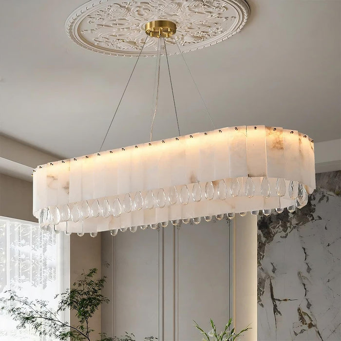 Natural Marble & Crystal Dining Room Chandelier.