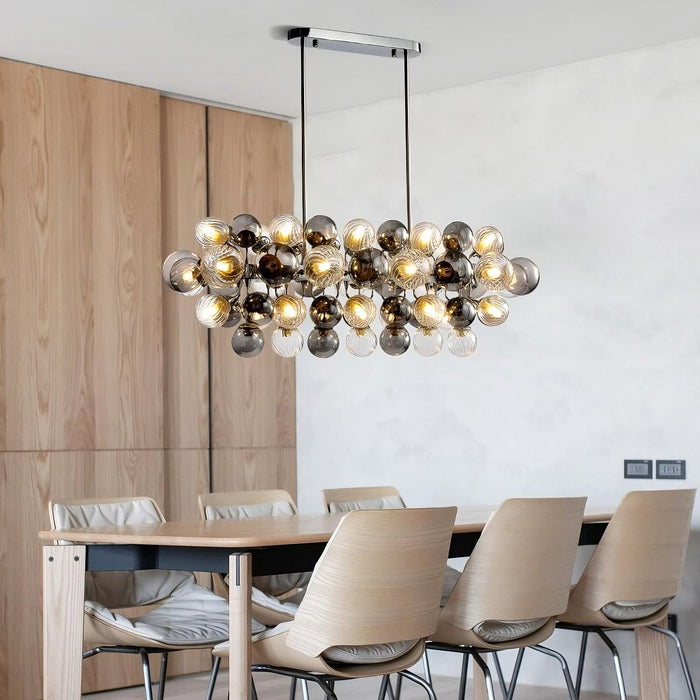 Multiple Glass Sphere Dining Room Chandelier.