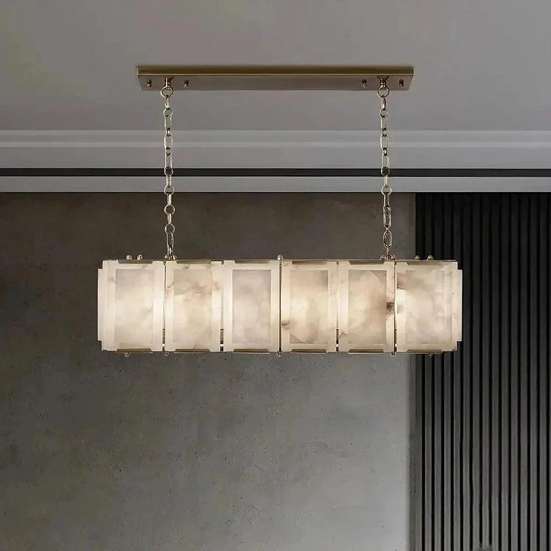 40" Natural Marble Rectangular Chandelier-DWHOME