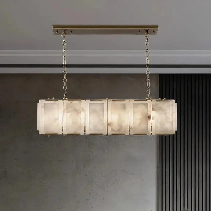 40" Natural Marble Rectangular Chandelier.