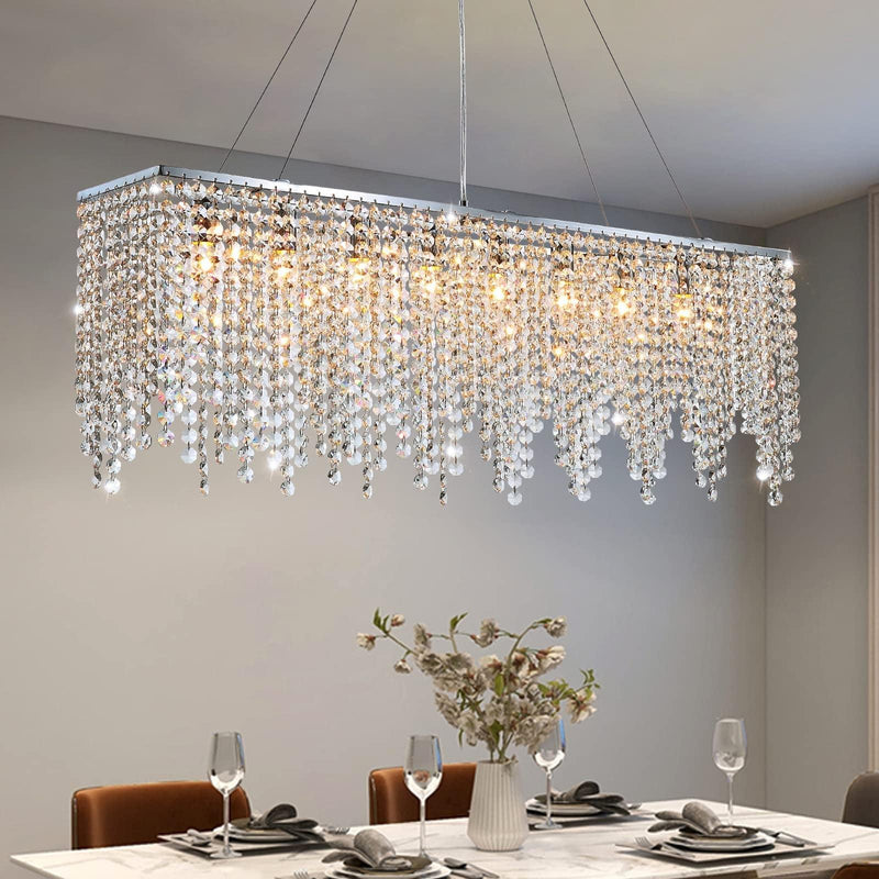 Chandelier de cuisine 40" en cristal pour îlot central DWHOME