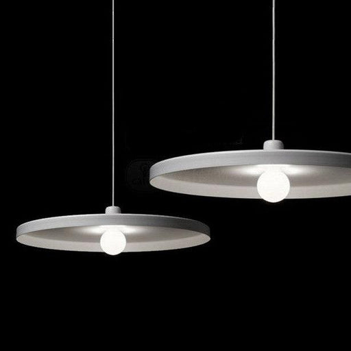 Minimalist White Disk Pendant Light.